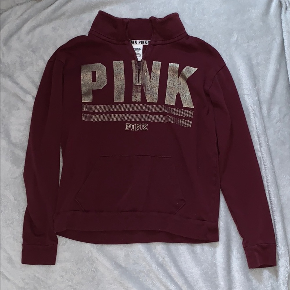 VS PINK maroon quarter zip
